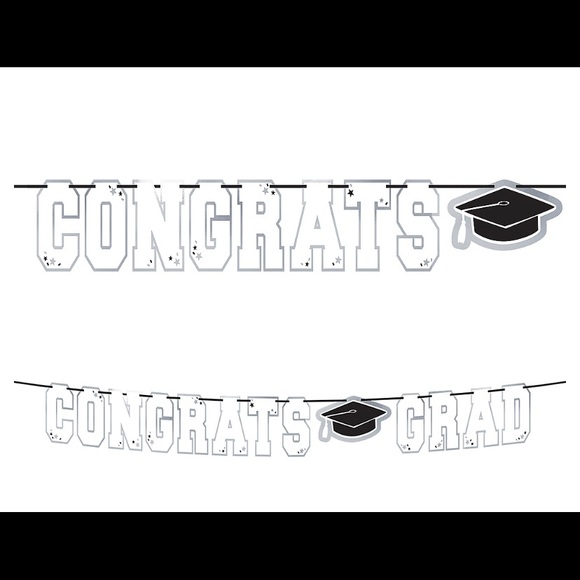 ⚜️White & Silver Congrats 🎊Grad 🎓Letter Banner - Picture 8 of 8